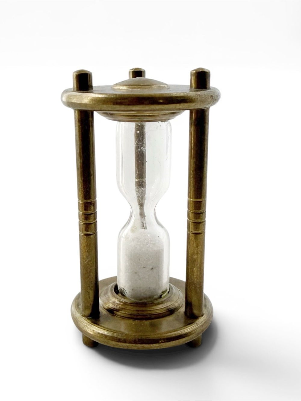 Vintage Small Mini Brass Hourglass Sand Timer 4 5/8”